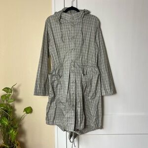 Lunn by Lilith Green Plaid Lightweight Longline Hooded Jacket